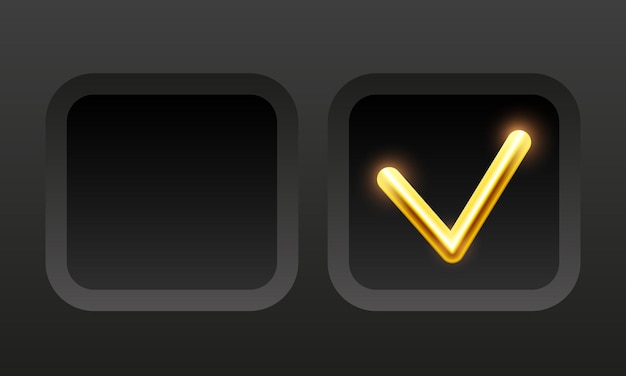 Benutzeroberflächen-Design-Elemente Checkbox Vektor-Set isoliert auf schwarzem Hintergrund