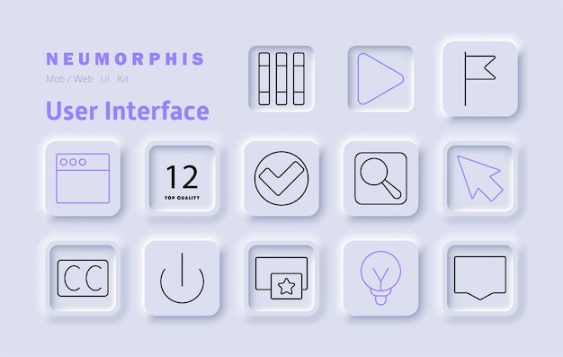 Benutzeroberflächen-Satz-Symbol Web-Browser-Spiel-Schaltfläche-Flagge-Such-Cursor-Taste-Strom-Benachrichtigungen Zugänglichkeit Lesezeichen-Einstellungen Bestätigung-Check-Idee-Navigation