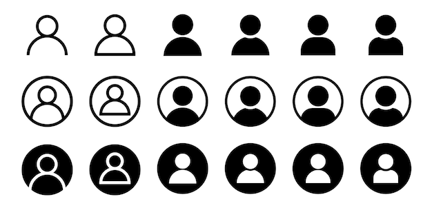 Benutzerprofil-Symbol Benutzer-Symbole für Apps oder Webseiten Benutzer-Menschen-Silhouette Persönlichkeitssymbol Bearbeitbarer Strich Linie und flacher Stil