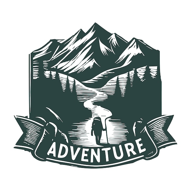 Berg-Abenteuer-Vektordruck-Design für T-Shirt-Aufkleber und andere