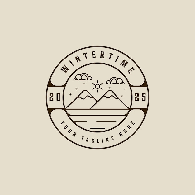 Berg in der Winterzeit Logo Vintage-Vektor-Illustrationsvorlage Ikon Grafikdesign Abenteuer oder Wildtierkonzept Zeichen oder Symbol für die Natur mit Retro-Typographie
