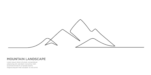 Berg-logo mit kontinuierlichem linienstil