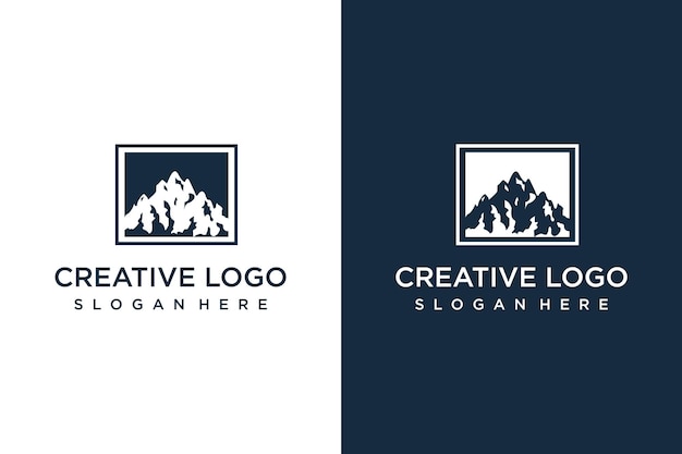 Berg-logo-vorlage mit einfachem quadrat