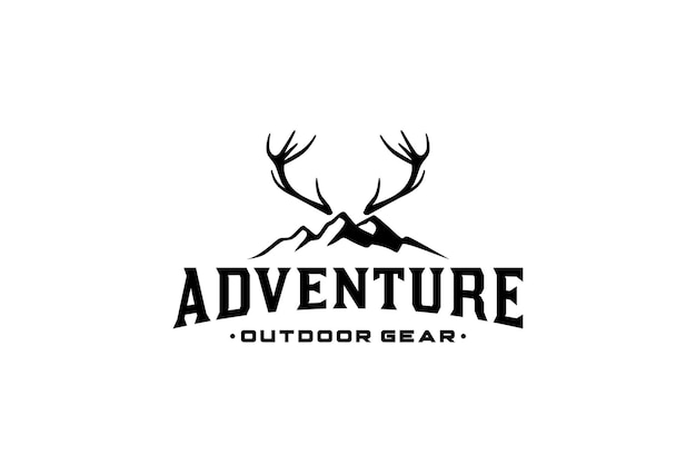 Berg- und hirschgeweih-logo für adventure outdoor gear brand design inspiration