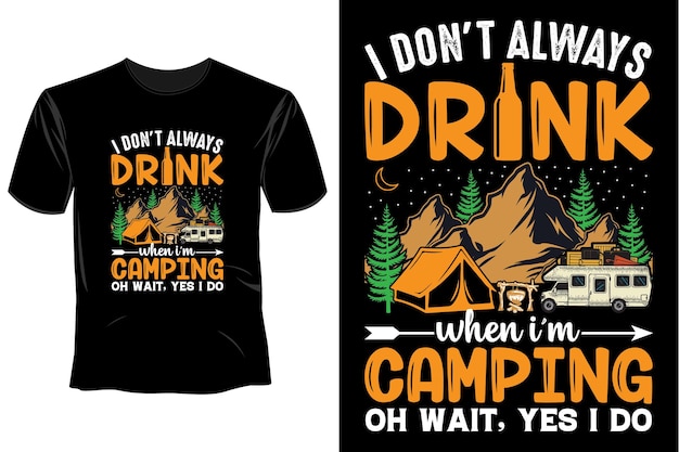 Vektor bergcamping-t-shirt-design