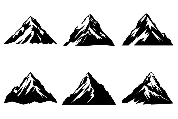 Berge-Silhouetten-Sammlung. Modelle zum Erstellen von Logos, Abzeichen und Emblemen. Vektorillustration