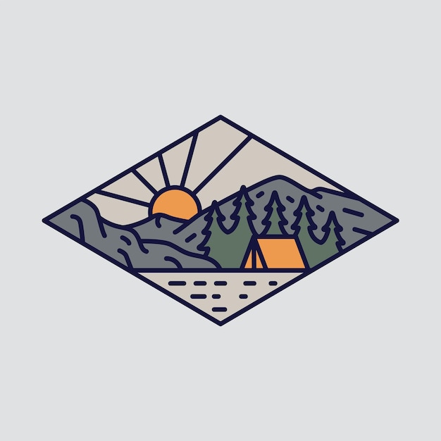 Berge und camping grafische illustration vektorgrafiken t-shirt-design