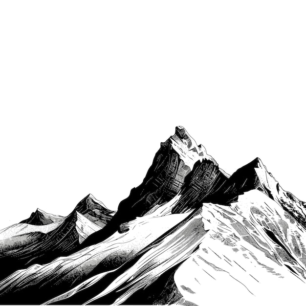 Berge Vektor schwarz-weiße Illustration Skizze Kunst