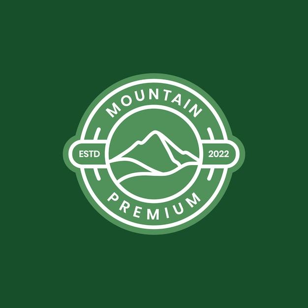 Berggipfel hill hill outdoor-wanderabenteuer kreislinie abzeichen moderner logo-design-vektor