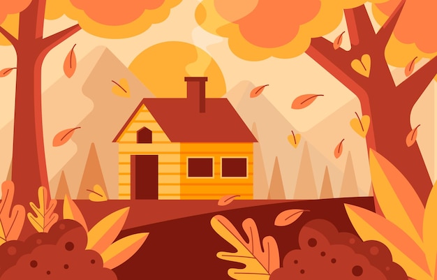 Berghütte Herbstlandschaft