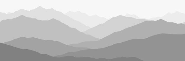 Bergketten im Morgendunst schwarz-weiße Landschaft