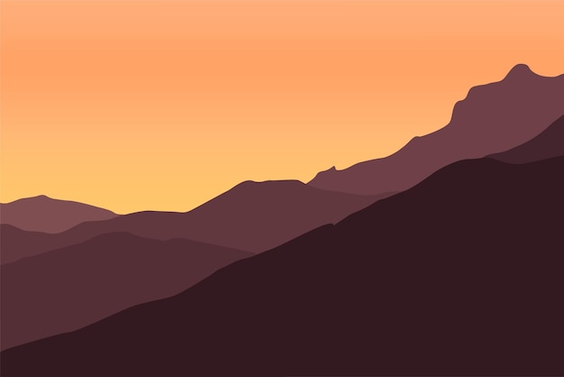 Berglandschaft im Sonnenuntergang Vektordesign Illustration Natur flach Design