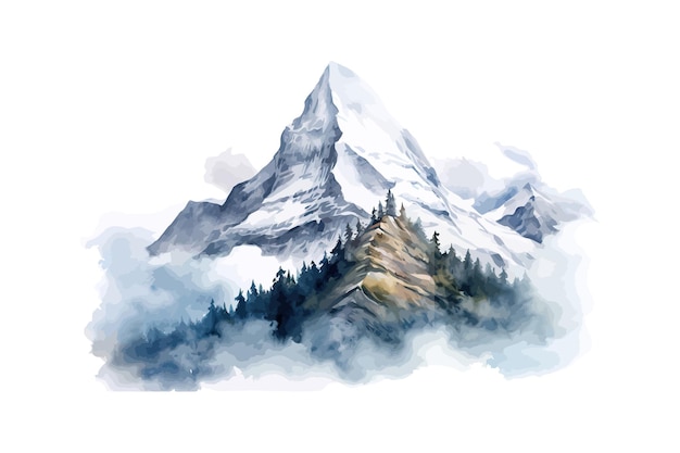 Vektor berglandschaftliche aquarell-vektorillustrationsdesign