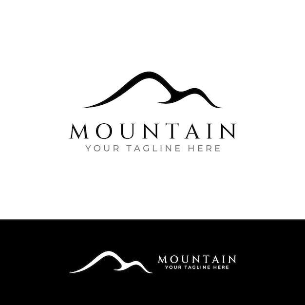 Berglandschaftsansicht minimalistisches Design Logo für Fotografen, Kletterer und Abenteurer Bearbeitung mit Vektorillustration
