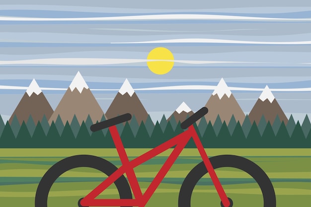 Vektor bergpanorama für eco-bike-tourismus und öko- und sportreisen