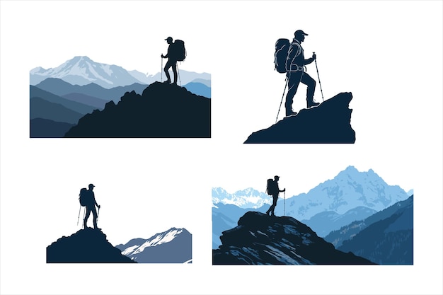 Bergsilhouette-Vektor für Wandern