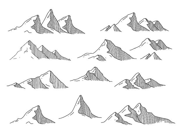 Bergskizze umrisszeichnung