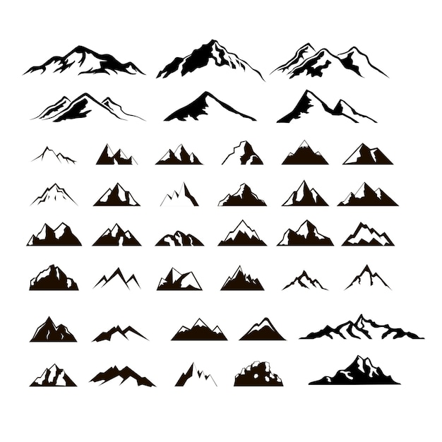 Vektor bergsymbole gesetzt vektorsilhouette