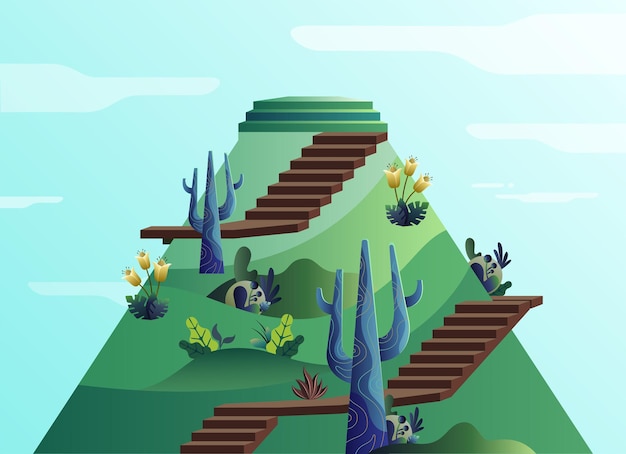 Bergtreppe landschaft hintergrund vektor illustration