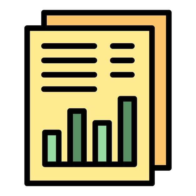 Berichtsdokument-symbol-umrissvektor geschäftsbericht jährliche forschungsfarbe flach