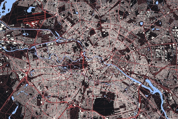 Vektor berlin, stadt, hauptstadt, von, deutschland, vektor, extrem, ausführlich, landkarte, abstrakt, hintergrund