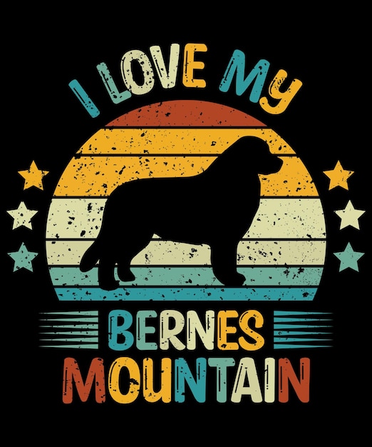 Berner bergsilhouette vintage und retro-t-shirt-design