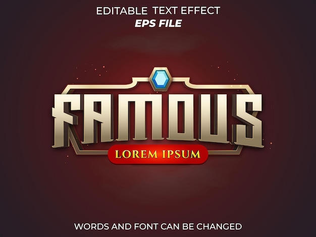 Berühmte text-effekt-schriftart bearbeitbare typographie 3d-text für abzeichen-spiel