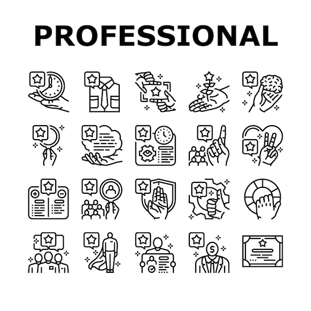 Berufsarbeiter Person Job Icons Set Vektor