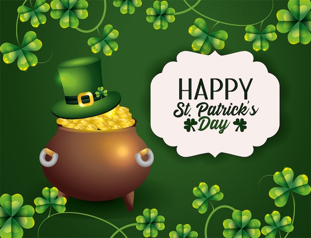 Beschriften Sie mit Klee und St Patrick Hut zum Ereignis