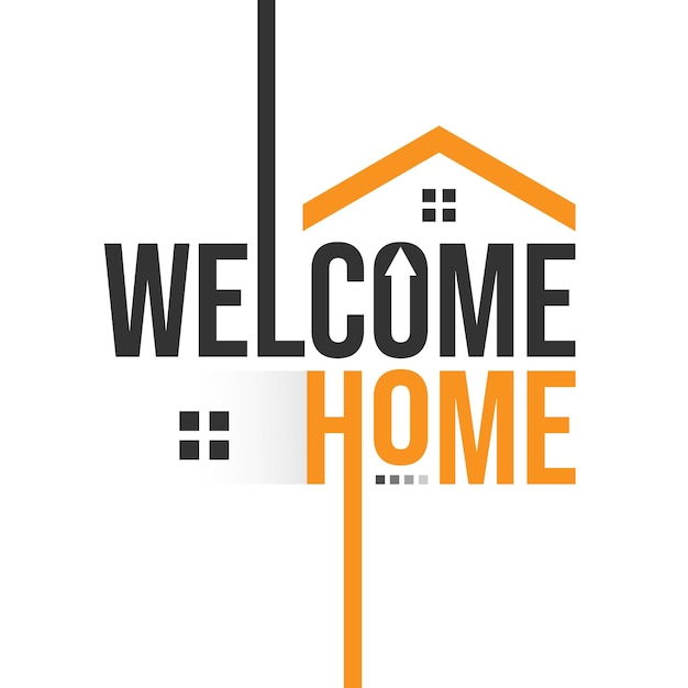 Vektor beschriftungstext des social-media-plakatdesigns „welcome home“.