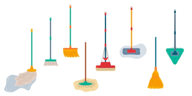 Besen- und Mops-Ausrüstungsset. Hygiene im Umgang mit Gegenständen, Haushaltsmop und Hausarbeitsbesen