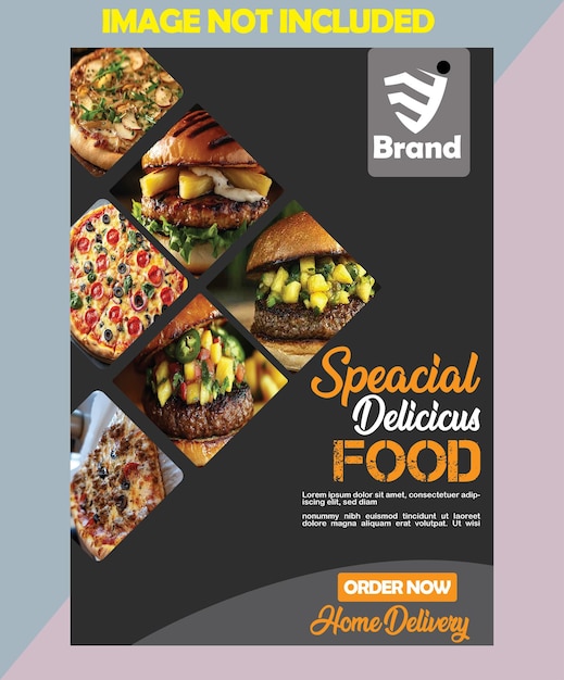 Besonderer Delicious Food Flyer Heimlieferung und Bestellung jetzt Design für Burgers Pizza und Fast Food