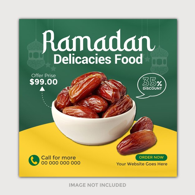 Besonderes ramadan kareem essen social media post design vorlage oder instagram post vorlage