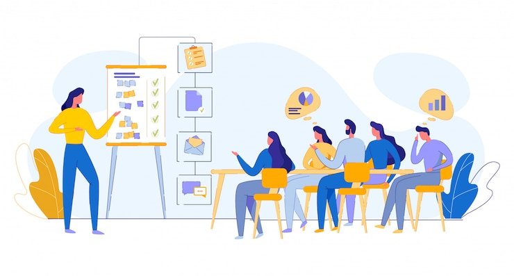 Vektor besprechungsunternehmen mitarbeiter, teamwork illustration