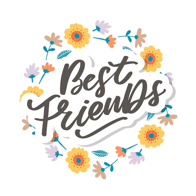 Vektor best friend forever frienship day seelenschwester mit herz schriftzug design bester freund forewer bff besties