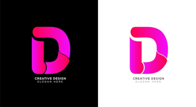 Beste Farbverlauf-D-Logo-Designvorlage mit Schwarz und Weiß.