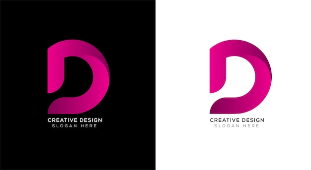 Beste Farbverlauf-D-Logo-Designvorlage mit Schwarz und Weiß.