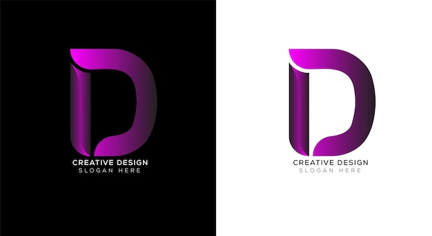 Beste Farbverlauf-D-Logo-Designvorlage mit Schwarz und Weiß.