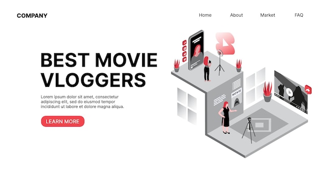 Beste film-vlogger vlogging horizontal web landing page