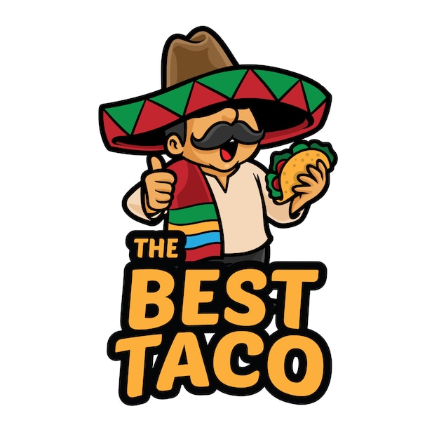 Vektor beste taco logo maskottchen vorlage