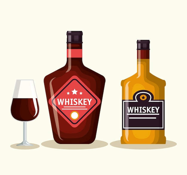 Beste whisky flaschen und tassen vektor-illustration-design