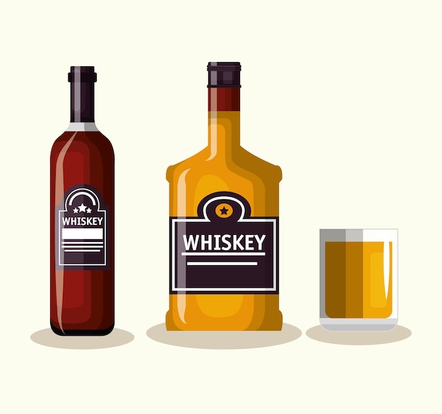 Beste whisky flaschen und tassen vektor-illustration-design