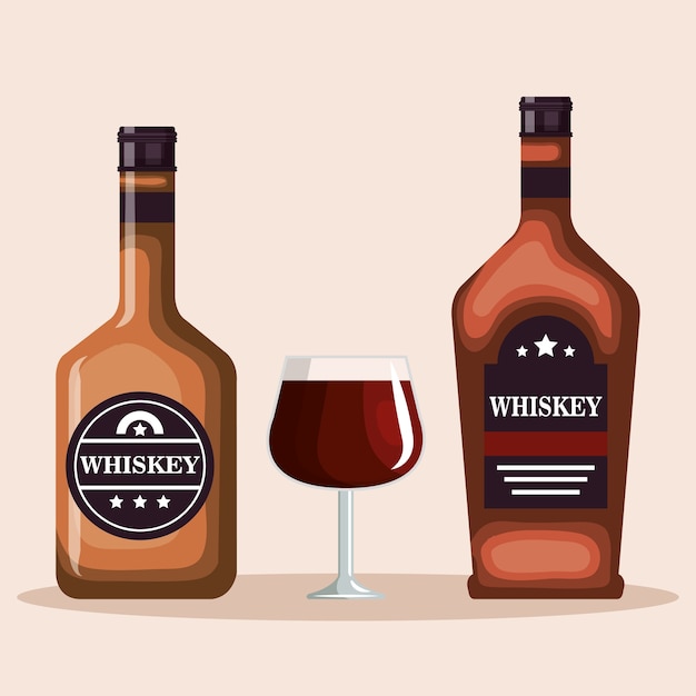 Beste whisky flaschen und tassen vektor-illustration-design