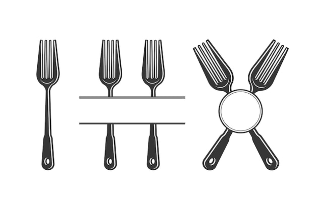 Vektor besteck-monogramm-besteck-silhouette-gabel-vektor-restaurant-ausrüstung gabel-löffel und messer