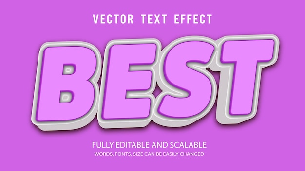 Bester bearbeitbarer 3d-texteffektvektor mit niedlichem hintergrund