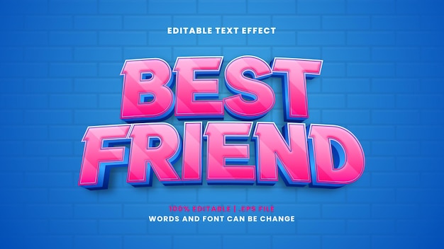 Bester freund bearbeitbarer texteffekt im modernen 3d-stil