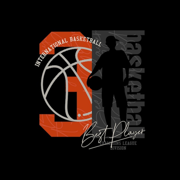 Bester spieler zitiert typografie-sloganvector illustration basketballspieler für t-shirt mit aufdruck