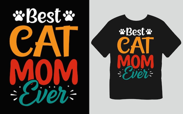 Vektor bester t-shirt-entwurf der katzen-mutter aller zeiten muttertag