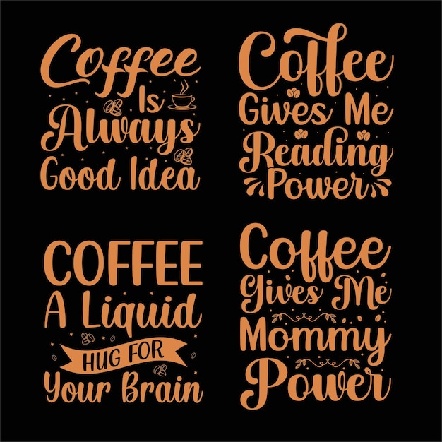 Bestes kaffee-typografie-t-shirt-design-paket