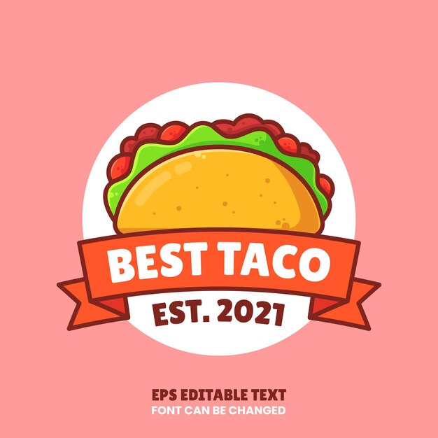 Bestes taco-logo-vektor-premium-fast-food-logo im flachen stil für restaurant oder café